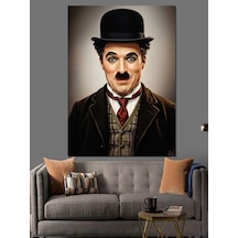Ahşap Tablo Charlie Chaplin Portre Çizimi