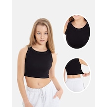 Alya Underwear Kaşkorse Kalın Biye Crop Siyah