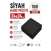 24x24 Kare Siyah Peçete 100'lü