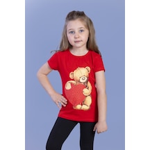 Toontoy Kids Toontoy Kız Çocuk Kalpli Ayıcık Baskılı Taş İşlemeli Tişört Kırmızı Toontoy Kids Toontoy Kız Çocuk Kalpli Ayıcık Baskılı Taş İşlemeli Tişört Kırmızı