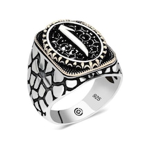 Gümüş Elif Oval Erkek Yüzük - 555892497