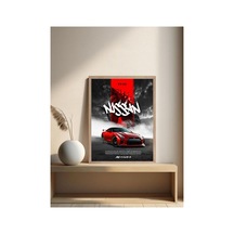 Nissan R35 Doğal Ahşap Çerçeveli Tek Parça Dekoratif Tablo Çok Renkli - 819006298 Çok Renkli