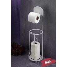 Sas Haus Ömür Boyu Paslanmaz Ayaklı Wc Kağıtlı Tuvalet Kağıtlığı Beyaz