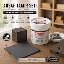 Antrasit Ahşap Tamir Macunu Seti 200 Gr + 150 Kum Zımpara - Mobilya, Parke Ve Ahşap Kapı Çatlak, Delik, Çizik Onarım Dolgu Macunu