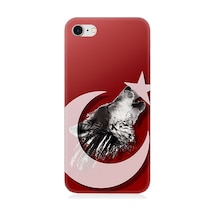Apple Uyumlu iPhone 8 Silikon Kılıf Kurt Ve Bayrak