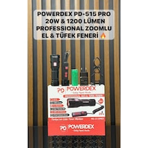 Powerdex Pd-515 Pro 20w & 1200 Lümen Profesyonel Zoomlu El & Tufek Avcı Feneri Siyah