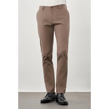 İmza Haki Kendinden Desenli Bez Ayağı Pamuklu Yan Cep Slim Fit Casual Pantolon 1003245168 Haki