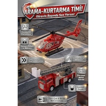 Die-cast Metal İtfaiye Ve Kurtarma Helikopteri Seti - Geri Çek Bırak Hareketli Oyuncaklar