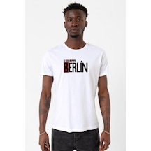 La Casa De Papel Berlin Beyaz Erkek Bisikletyaka Tshirt 001