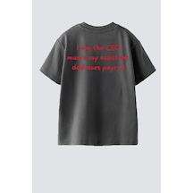 Monila Unisex Çocuk Pamuklu Sırtı Baskılı T-shirt Antrasit