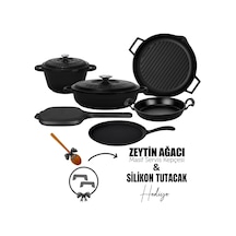 Lava Döküm 6x Trendy Serisi 9 Parça Tencere & Tava Seti Siyah Kırmızı