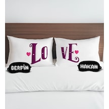 Bk Gift Kişiye Özel Sevgili Tasarımlı Pamuklu Yastık Kılıfı Ve Göz Bandı Çift Uyku Seti-11, Tasarım Ev Tekstili, Uyku Bandı, Ev Hediyesi