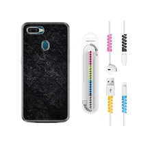 Oppo Ax7 Kılıf Kablo Koruyuculu Şekiller 2 1881 Siyah