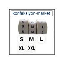 Beyaz Renk Yapışkanlı Beden Etiketi S-M-L-Xl-Xxl 5 Rulo