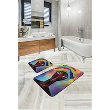 Renkli Etnik Desen Banyo Halısı Klozet Paspas Seti Bs202n11 Çok Renkli