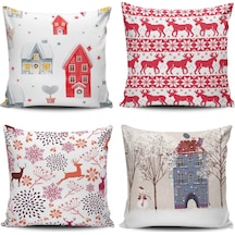 Kırlent Dünyası Yılbaşı Temalı 4 Lü Kombin Kırlent Kılıfı (461976104)