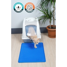 40x55 Cm Hücreli Kedi Kumu Paspası Kedi Matı Kedi Tuvalet Önü Paspası Mavi