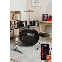 Midex Cd300x-bk Akustik Çocuk Baterisi Davulu Seti 5-14 Yaş İçin Full Set
