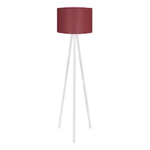 3 Ayaklı Lambader Kumaş Yuvarlak Başlık Mdf Ayak Bordo Beyaz Ly560