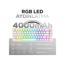 Hawk Gaming Hk251 Membrane Rgb Kablosuz/bluetooth%65 Türkçe Gaming Klavye Beyaz