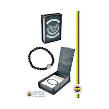 Fenerbahçe Lisanslı Fb Logo Lav Taşı Doğaltaş Bileklik Hediyelik Ahşap Kutulu