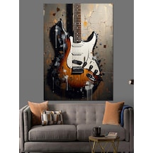 Ahşap Tablo Teknik Çizimli Elektro Gitar Çocuk Odası Tabloları