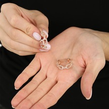 Tesbihane Beyaz Zirkon Taşlı Diamond Cut Tasarım Rose Renk 925 Ayar Gümüş Kadın Küpe