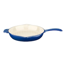 Lava Döküm Yuvarlak Izgara Tavası Döküm Demir Yekpare Saplı Edition Serisi Çap Ø 28cm Mavi