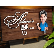 Bk Gift Kişiye Özel Karikatürlü Kabartma Tasarım Ceviz Ahşap Bar Tabelası, Home Bar Tabela, Rustik Ev Dekorasyonu, Duvar Dekoru-11