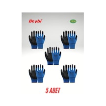 Beybi Pn3 Zebra Polyester Örme Nitril Eldiven Mavi 10 Numara Xl Iş Eldiveni 5 Adet Mavi