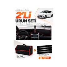 E-biz Toyota Verso 2009-2018 Uyumlu Torpido Örtüsü + Tay Tüyü Çanta - Siyah-kırmızı - To024