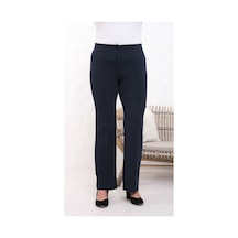 Paw Garage Kadın Nola 36-50 Beden Likralı Toparlayıcı İspanyol Paça Büyük Beden 4 Mevsim Krep Pantolon Lacivert