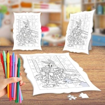 Havuç Yiyen Bebek Tavşan Boyama Puzzle Tablo Çocuk Eğitici Yapboz