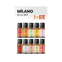 Milano 10 Lu Oda Kokusu Seti Buhurdanlık Yağı, Difüzör Esansı Ve Esansiyel Uçucu Yağ 10ml X 10 Karışık