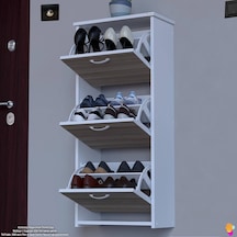 Modilayn West Asma Kapı Önü 52x116x 26 Cm Lik 3 Düşer Kapak 6 Göz Bölmeli Ayakkabılık Beyaz - Cordoba