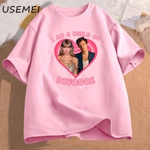 Flood Of Style Im Bir Çocuk Boşanma Erkek T Shirt Erkekler Pamuk Baskılı Boy T-shirt Unisex Moda Erkek Giyim Pembe