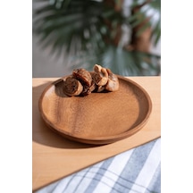 Akasya Tabak - Yuvarlak Servis Pasta Tabağı 15 Cm Kahverengi