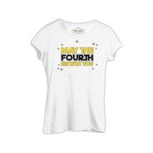 May The Fourth Be With You With Stars Beyaz Kadın Tshirt 001