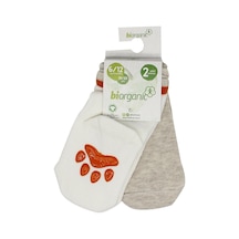 Kitikate Bibaby Biorganic Paw 2'Li Kaymaz Çorap 68393 Bej-Ekru