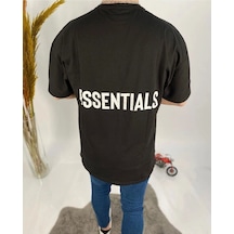 Tarzsokak Erkek Siyah Essentials Baskılı Oversize Bisiklet Yaka T-shirt Siyah