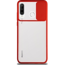 Huawei P30 Lite ile Uyumlu Kapak Lensi Açılır Kapanır Kamera Korumalı Silikon Kılıf