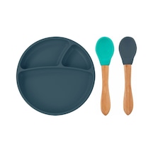 Oioi Silikon Tabak+Bambu Saplı Silikon Kaşık