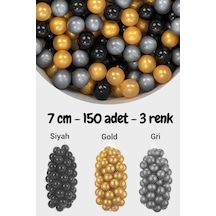 7 Cm Top Havuzu Topu 150 Adet Gold, Gümüş, Siyah