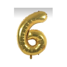 6 Rakam Gold Balon Helyum Uyumlu 34 Inch 76 Cm Normal Şişim Veya Uçan Gold Gold