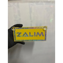 Sarı Renk Üzeri Hologram Renk Zalım Yazılı Vantuzlu Cam Süsü
