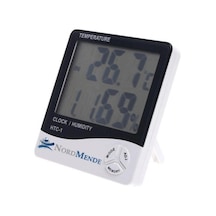 Dijital Termometre Nem Ölçer Saat Alarm Özellikli Lcd Ekran İç Mekan Sıcaklık Göstergesi