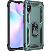 Newface Xiaomi Redmi 9a Kılıf Sofya Yüzüklü Silikon Kapak - Yeşil Yeşil