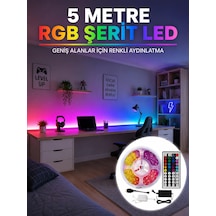 Rgb Şerit Led 5 Metre 5050 Smd Kumandalı Çok Renkli Ev Oda Tv Arkası Dekoratif Aydınlatma Diğer