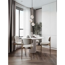 Vintage Yuvarlak Ahşap Bohem Masa 130x130 Beyaz