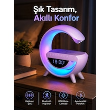 Bluetooth Hoparlör 15w Kablosuz Hızlı Şarj Led Gece Lambası